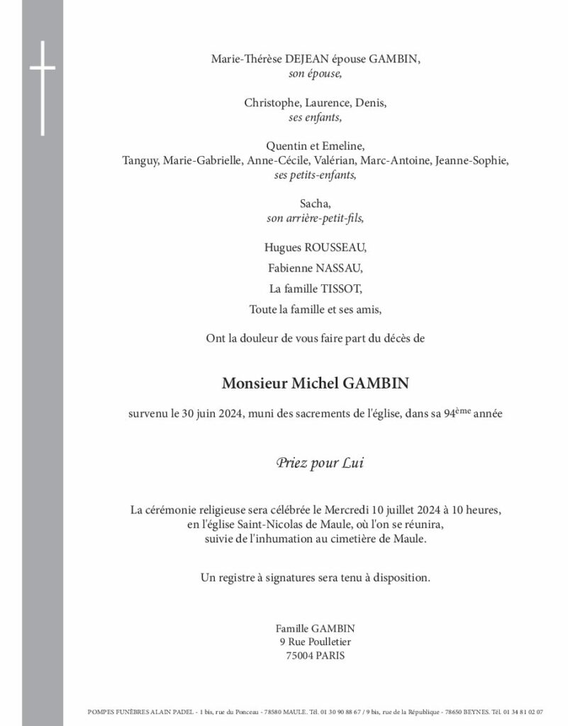 faire-part définitif M GAMBIN